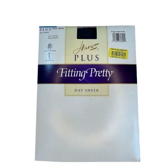 Hanes Plus Fitting Pretty Day Sheer 00P26 Size One Plus Black Womens Pantyhose‎ - Picture 1 of 3